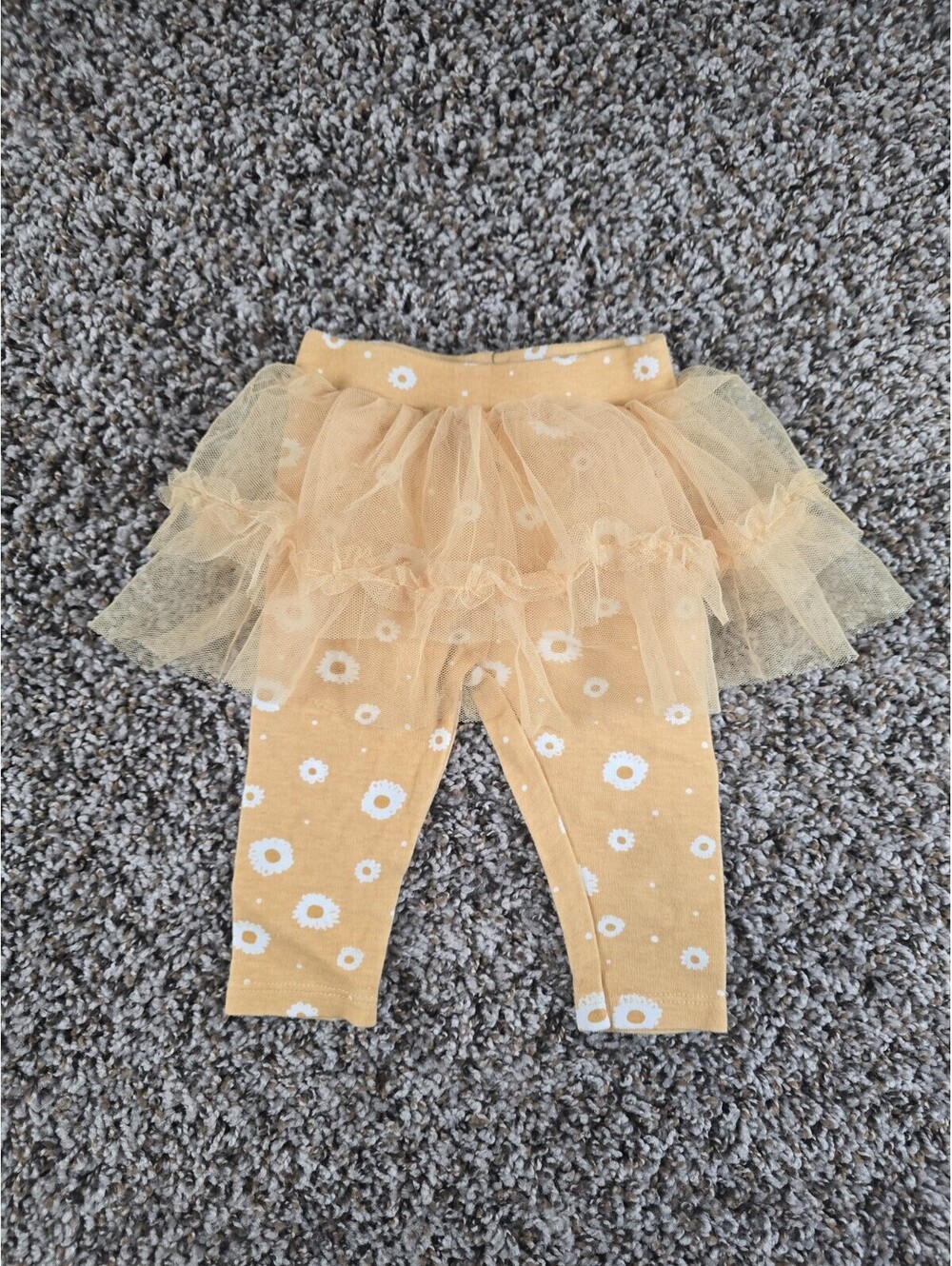 Chick Pea Baby Girls Sz 0-3M Tutu Leggings Pants Gold Yellow Floral